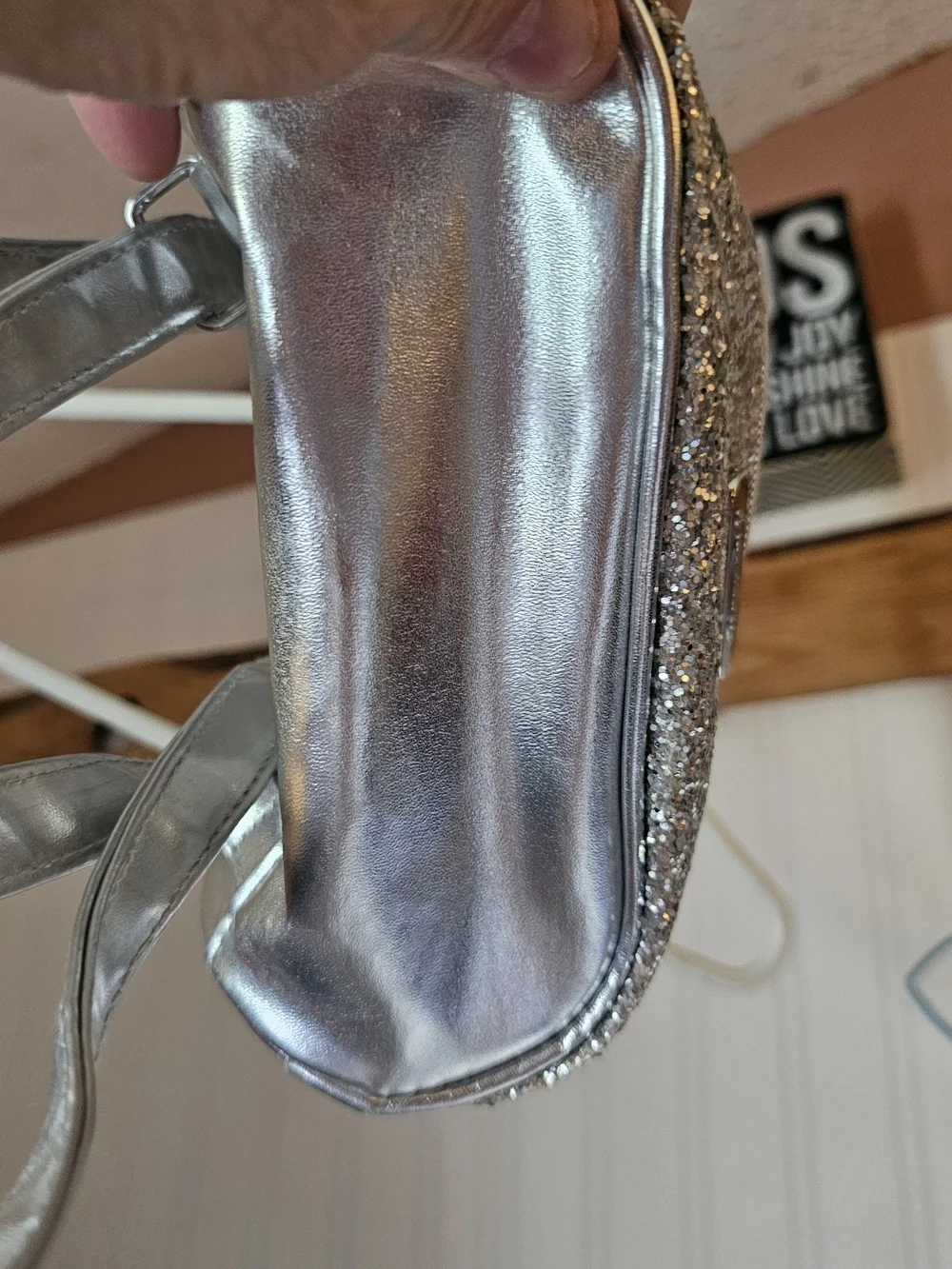 Justice Glitter 'S' Mini Backpack - Silver & Rose Gold